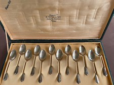 Set Cucchiaini Argento 800 Da 12 Pezzi Con Scatola Collezione Vintage Anni ‘70