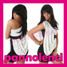 Miniabito vestito bicolore donna vestitino abito monospalla dress kleid DL-573