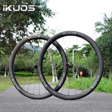 IKUOS Road 700c Set Ruote Carbonio 45mm Clincher Ruote Freno a Disco Cuscinetti Ceramica