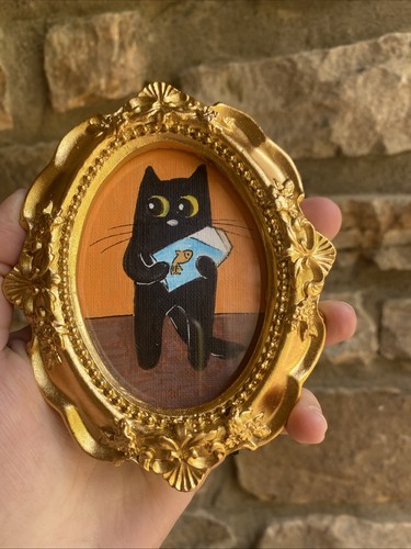 Quadro originale gatto - , pesce