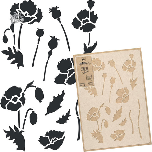 Stencil fiori papavero 43x64 - fiori,