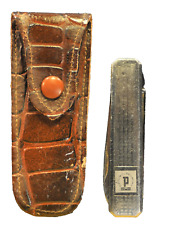 Coltello tascabile tedesco "HUGO HOPPE SOLINGEN" piccolo cromato anni 1969 c. con custodia in pelle