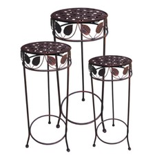 Sgabello fiori metallo colonna fiori tavolino shabby tavolo marrone antico rotondo