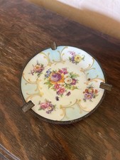 Posacenere Porcellana Limoges Fiori Dipinto A Mano