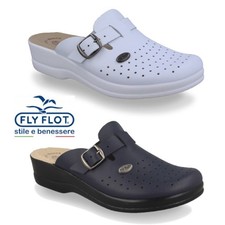 Fly Flot Ciabatta Donna Professional 63465 Blu Bianco Sanitario con fibbia vera 