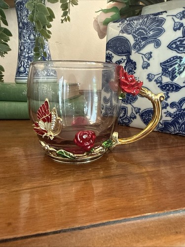 Tazza tè vetro - vetro, farfalla