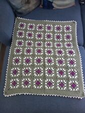 Vintage Copertina Uncinetto Lana acrilico 80x70 cm circa