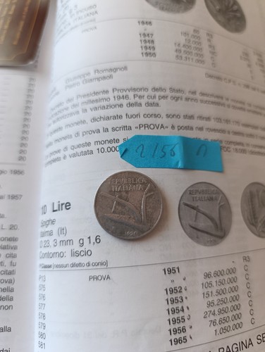 Moneta lire del 1956 - da,