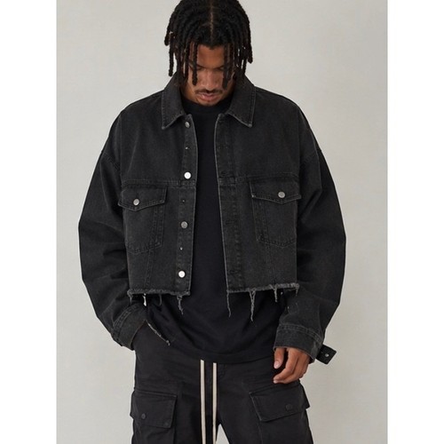 Giacca denim nera cropped mnml - giacca,