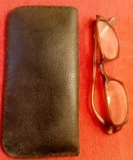 CUSTODIA IN VILPELLE VINTAGE + VECCHI OCCHIALI DA LETTURA - FINE ANNI NOVANTA