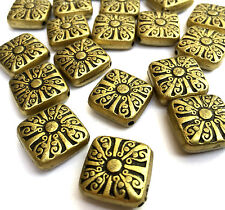 20 X Quadrato Antico Bronzo Perline IN Acrilico Misura: Circa 20 MM Foro 2mm