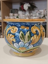 Vaso Caspo In Ceramica Di Caltagirone Dipinto A Mano