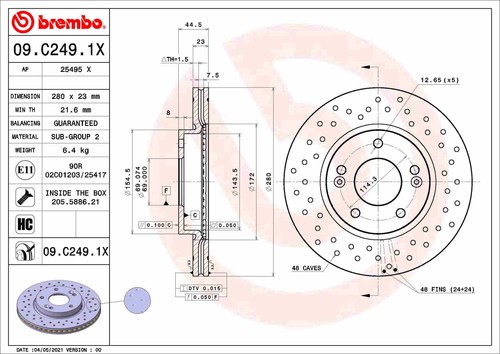Disco freno brembo c249 - freno,