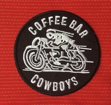 COFFEE BAR COWBOYS ACE CAFE RACER TT BIKE BIKER BSA AJS BADGE IRON SEW ON PATCH