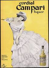 PUBBLICITA' 1924 CORDIAL CAMPARI LIQUORE LIBERTY DRINK BAR BOSCHINI MODA DONNA 