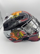 Maschera casco portiere taglia intera firmata Marc Andre Fleury Chicago Blackhawks certificato di autenticità