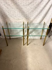 Coppia di tavolini in ottone e vetro vintage anni '80