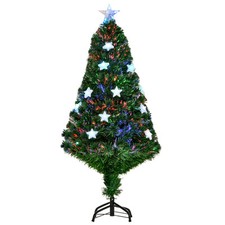 HOMCOM Albero di Natale 120cm in Fibra Ottica con 16 luci LED a Stella