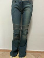 Jeans Donna Balmain Paris Taglia 40 Blu Denim Cotone Pantalone Pant Logo A Zampa