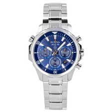 Bulova Marine Star Cronografo Blu Acciaio Inossidabile 96B256 100M Orologio Uomo
