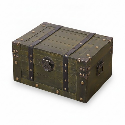 Baule verde consumato listelli - baule,