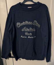 Maglione CHRISTIAN DIOR Paris Atelier Avenue Montaigne blu lana piccolo autentico