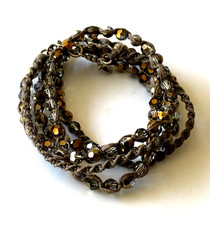 Chan Luu 5 bellissimo bracciale AB con perline chiusura in argento sterling e corda marrone