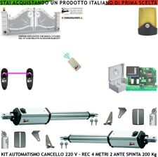 Kit Cancello Automatico 2 Ante da 2 MT Sblocco Motori 230 V Stelo Fotoc Radioc F