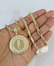Collana con ciondolo San Giuda catena corda Milano oro 10 kt SET 4mm 18"-28" pendente