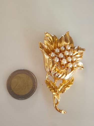 Spilla fiore vintage oro perle - fiore,