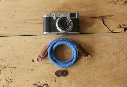 Tracolla collo fotocamera blu