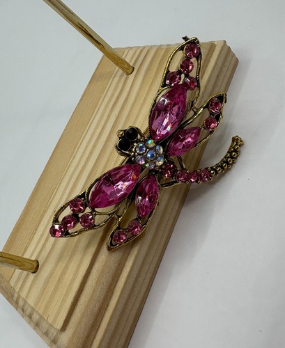 Spilla dorata libellula strass