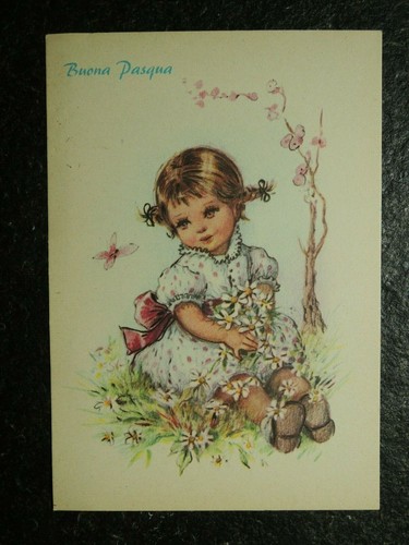 Cartolina antica bambina con - cartolina,