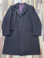 Savoy Taylors Guild soprabito uomo XL nero lana cashmere paraocchi 44"