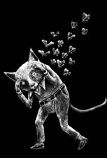 Ericailcane - Il gatto (serie "Il buio") serigrafia firmata e numerata 150 ex