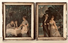 COPPIA DELIZIOSI DIPINTI AD ACQUERELLO PRIMI 900