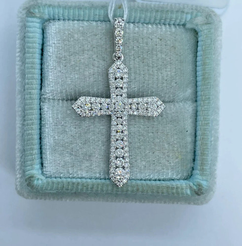 Ciondolo croce tonda diamante