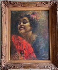 Dipinto di Antonio Pagnotta (1900-?) - Figura femminile con ventaglio