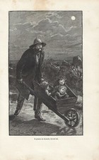 Stampa antica COEUR MUET bambini in carriola Zenaide Fleuriot 1891 Antique print