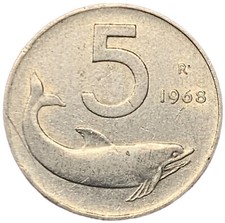 5 LIRE 1968 - DELFINO E TIMONE