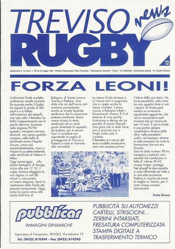 Treviso rugby italia - n.12,