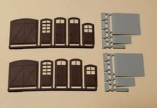 80251 Auhagen HO conf. 22 pezzi Cancelli marroni, porte, scale e rampe