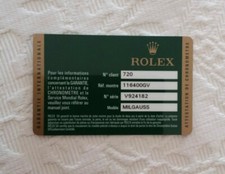 Rolex guarantee warranty card - rolex,
