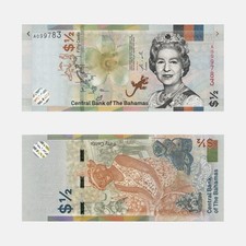 2019 BAHAMAS 1/2 DOLLARO 50c VECCHIA BANCONOTA BAHAMAS CARAIBICA REGINA ELISABETTA II UNC