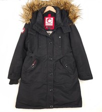 Canada Weathergear giacca donna grande nera lunga parka cappotto pelliccia sintetica cappuccio invernale