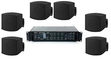 Sistema filodiffusione kit audio 6 diffusori da MURO neri e amplificatore Radio