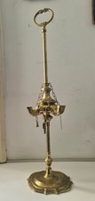 Vecchia lucerna fiorentina lume ad olio in ottone 4 fiamme altezza 65 cm