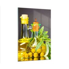 Quadro su Vetro 80x120cm Bottiglia vaso oliva olio Stampe Moderni Murale
