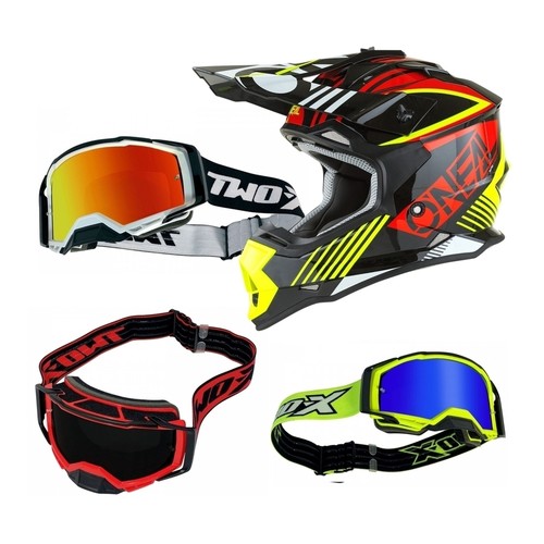 Casco motocross con - , occhiali