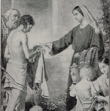 La carità di Dorcas scena